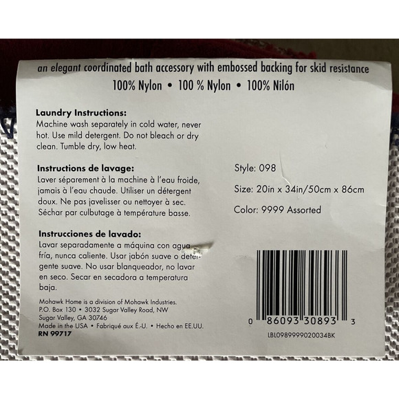 Mohawk Home Dark Blue Bath Mat 20"x34" Ultra-soft Non-skid b7 - Picture 5 of 5